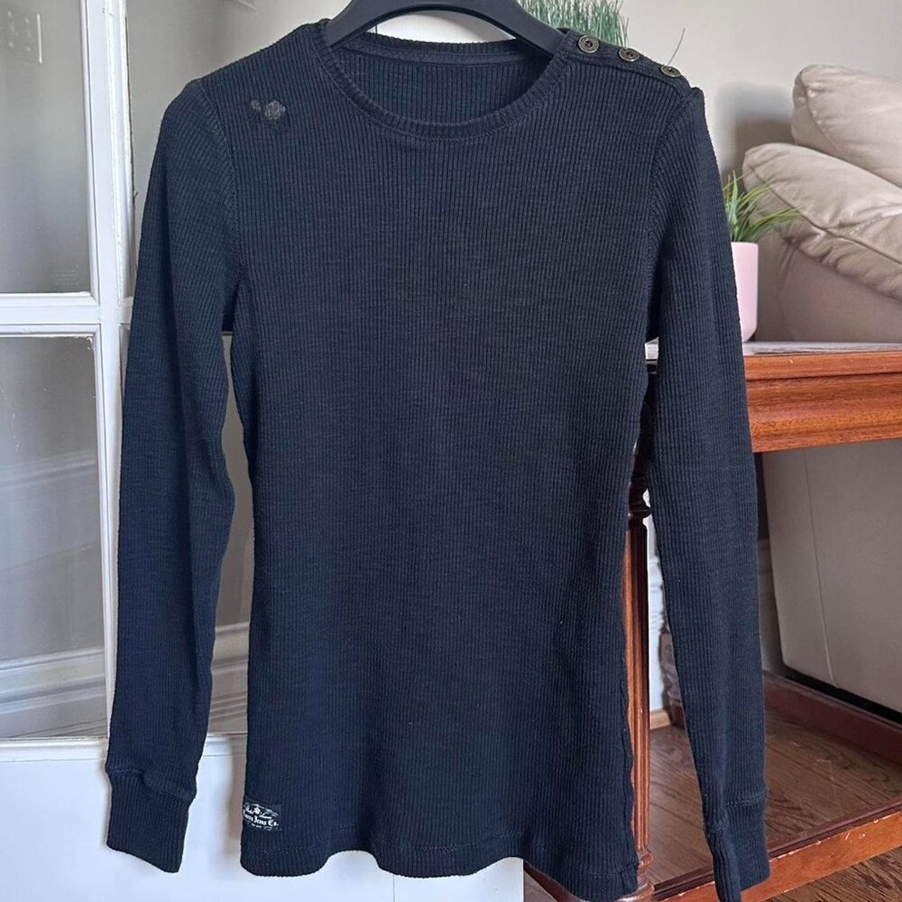 Ralph Lauren Women's Black Ribbed Long Sleeve Shirt